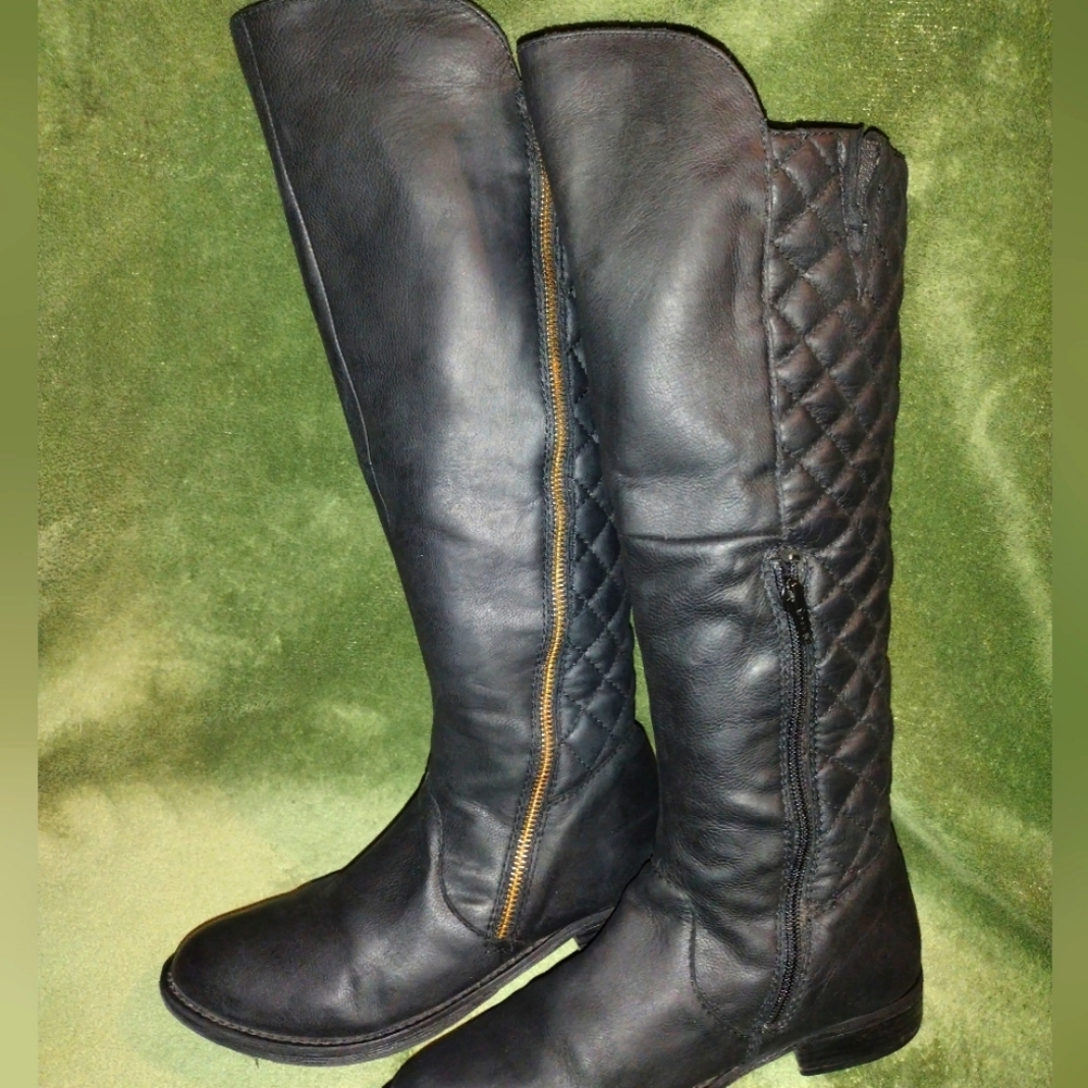 Steve Madden Quilted Leather black boots#